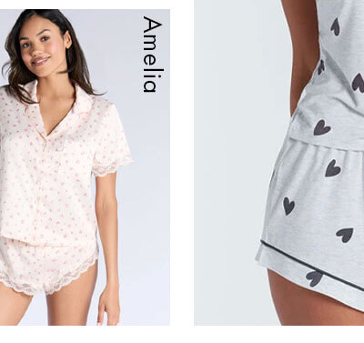 Amelia satin floral short pyjama set