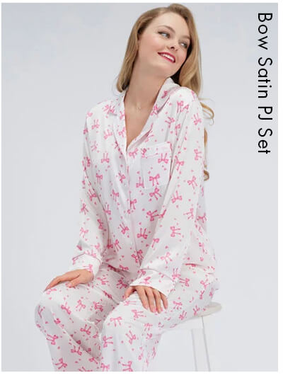 Bow satin PJ set