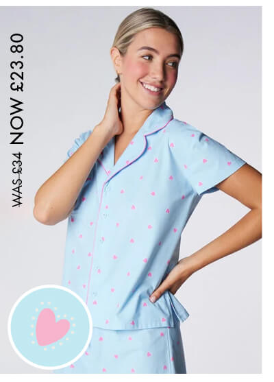 Heart fleece short pyjamas in a bag