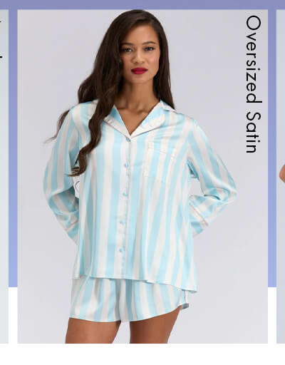 Oversized satin top and shorts pyjama set
