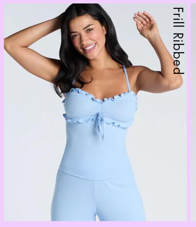 Frill ribbed pjs