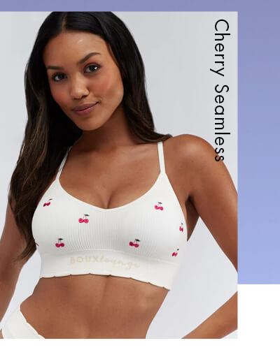 Ribbed seamless cherry embroidered bralette 