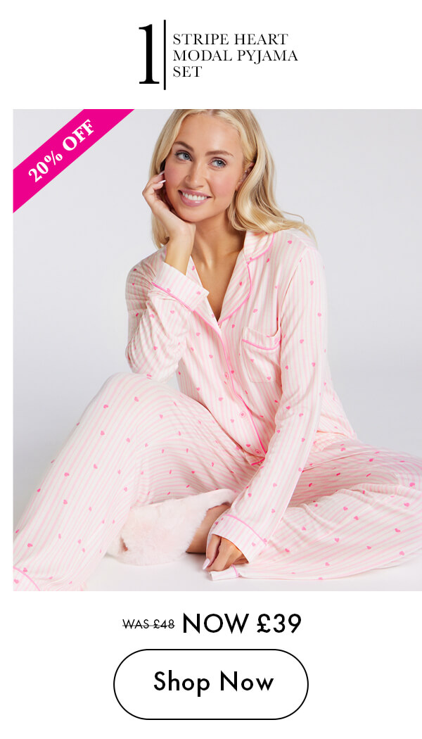 Stripe heart modal pyjama set