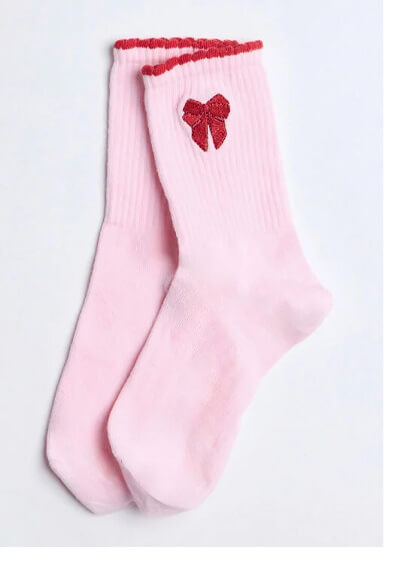 Bow embroidered cotton ankle socks