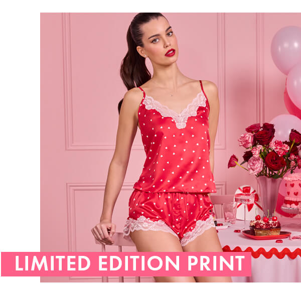 Amelia heart satin cami set 