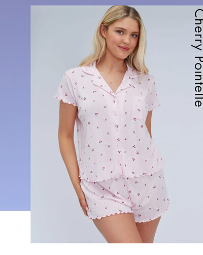 Cherry pointelle short pyjama set
