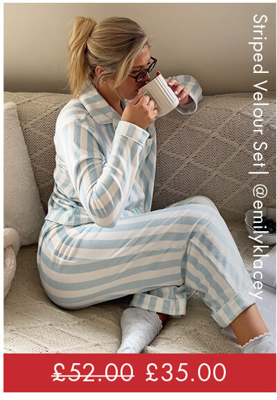 Striped velour pyjama set