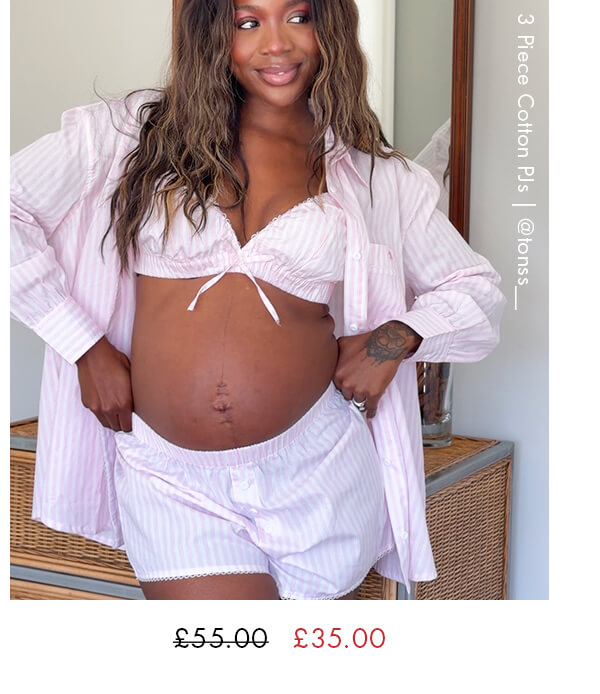 3 piece striped cotton short pyjama set
