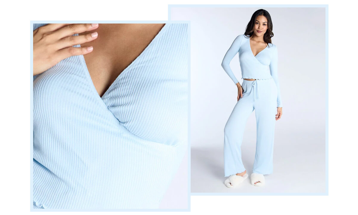 Ribbed wrap pyjama set