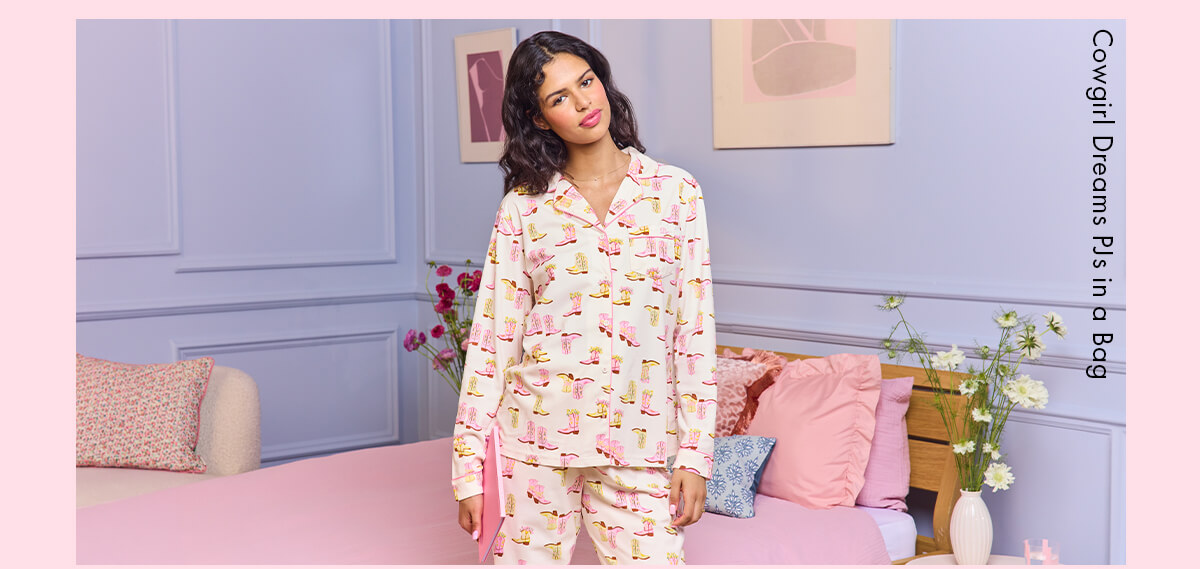 Cowgirl dreams fleece pyjamas in a bag