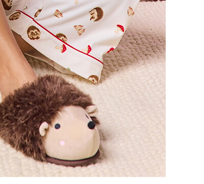 Hedgehog garden fleece pyjamas in a bag