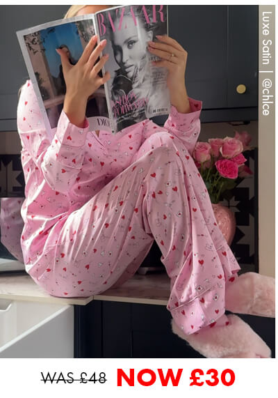 Luxe satin love pyjama set - Pink Mix