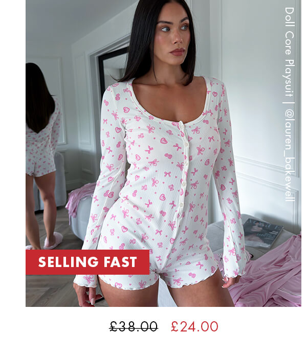 Doll core ribbed short playsuit 