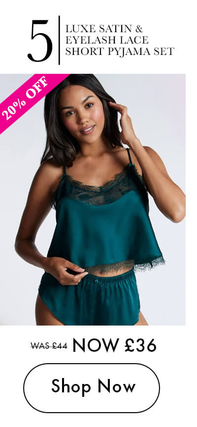 Luxe satin & eyelash lace short pyjama set