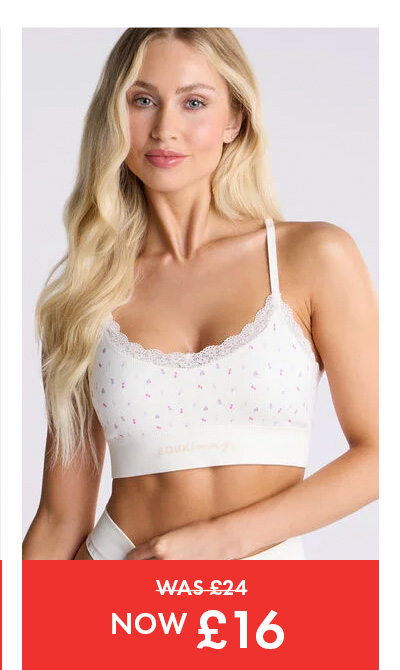 Ribbed seamless floral lace bralette - Ivory Mix