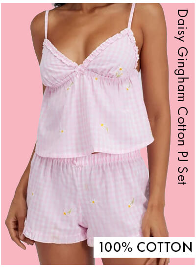 Daisy gingham cotton short pyjama set