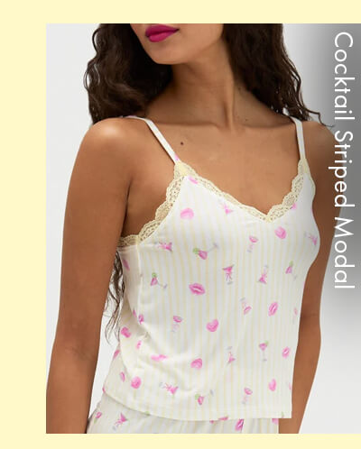 Cocktail striped modal short pyjama set 