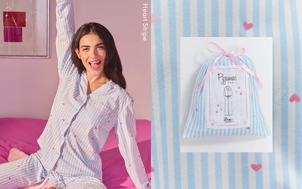 Stripe heart pyjamas in a bag 