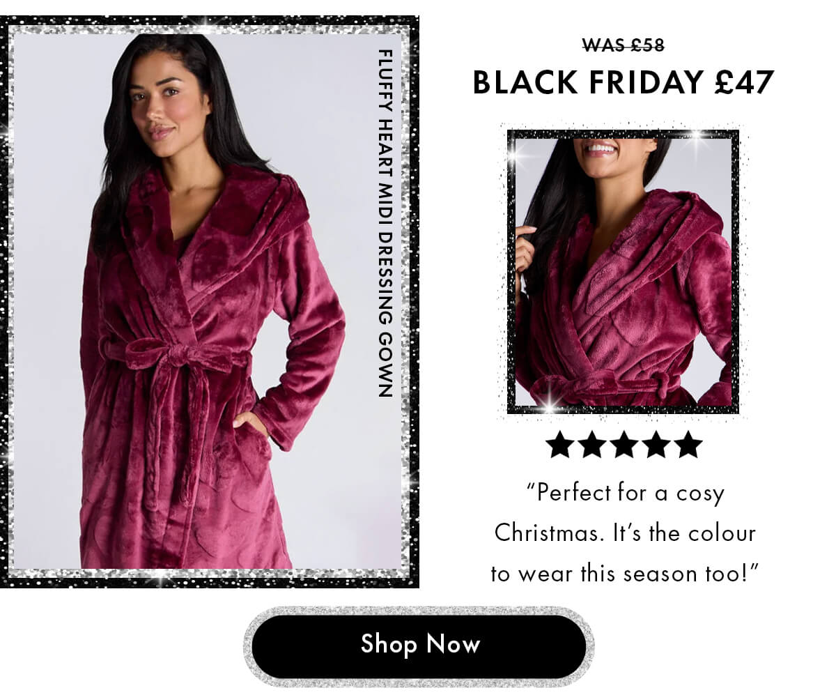 Fluffy heart midi dressing gown