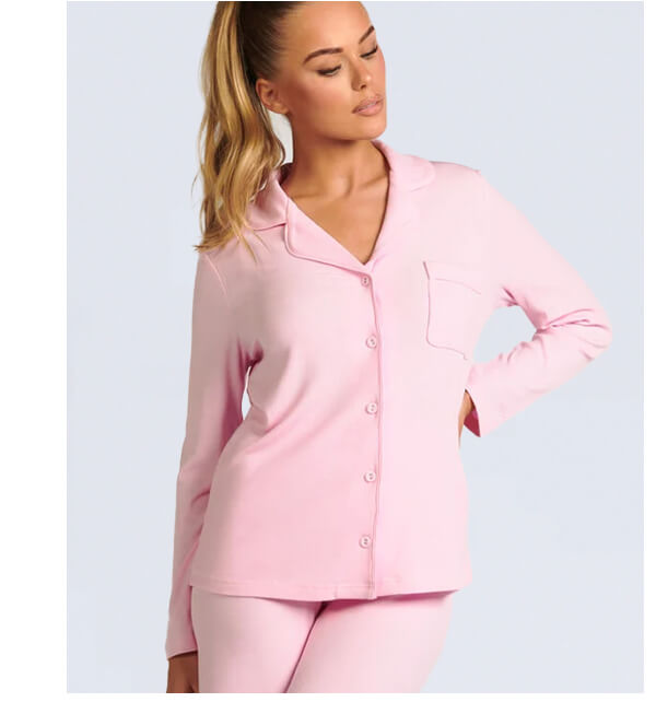 Ribbed modal pyjama top - Candy Pink