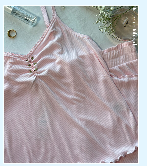 Rosebud ribbed pyjama set 