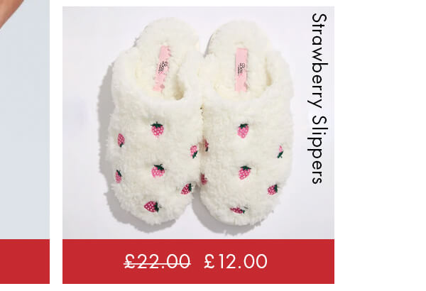 Strawberry embroidered mule slippers