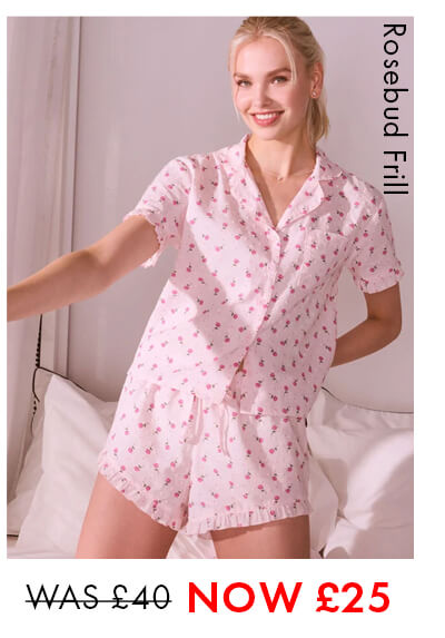 Rosebud frill cotton short pyjama set
