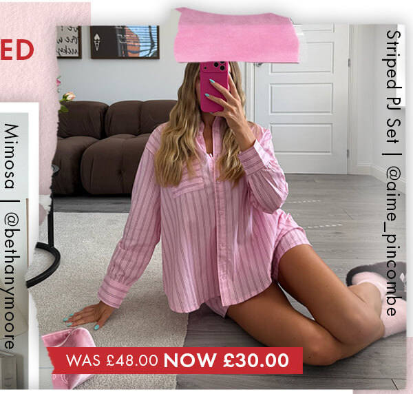 Striped oversized cotton short pyjama set