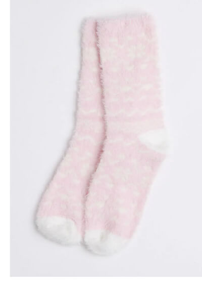 Fairisle fluffy ankle socks