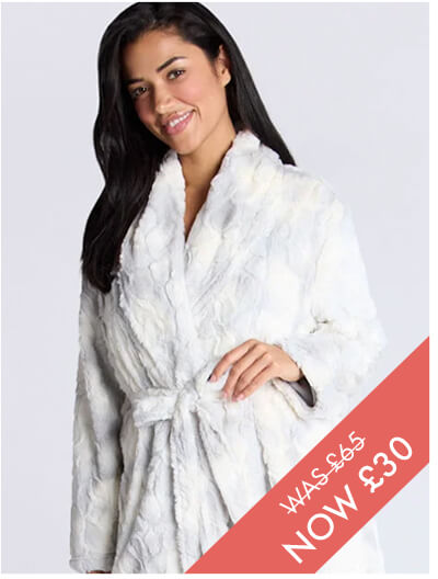 Fluffy ombre midi dressing gown