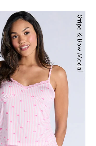 Stripe & bow modal cami short pyjama set