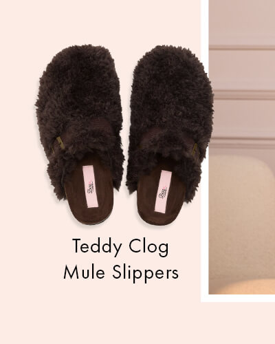 Teddy fleece clog mule slippers