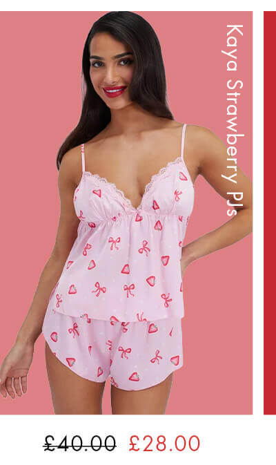 Kaya strawberry satin cami set 