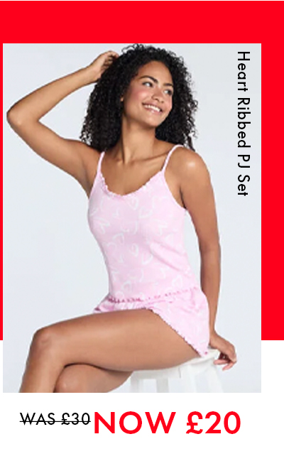 Heart Ribbed PJ Set
