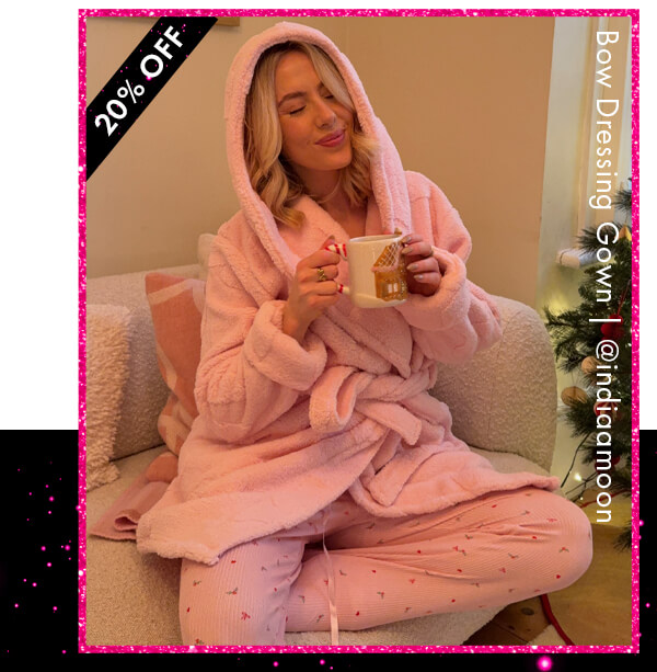 Fluffy bow short dressing gown