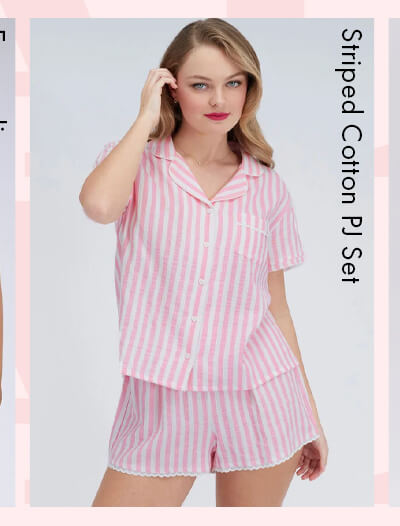 Striped cotton short pyjama set 