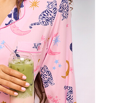 Cat & moon modal long pyjama set