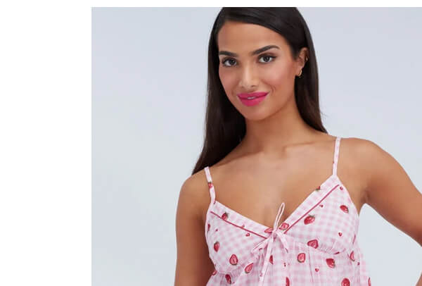 Strawberry cotton cami set