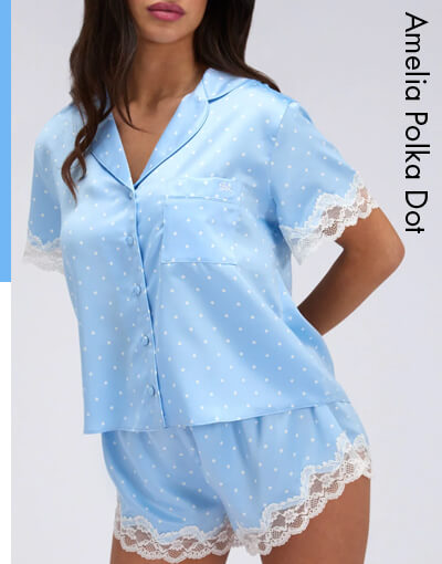 Amelia polka dot satin short pyjama set 