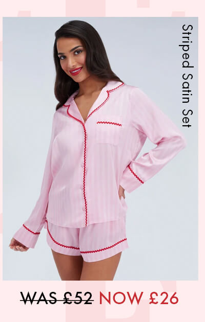 Striped satin short pyjama set