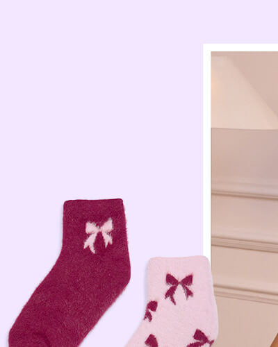 2 pack bow fluffy trainer socks