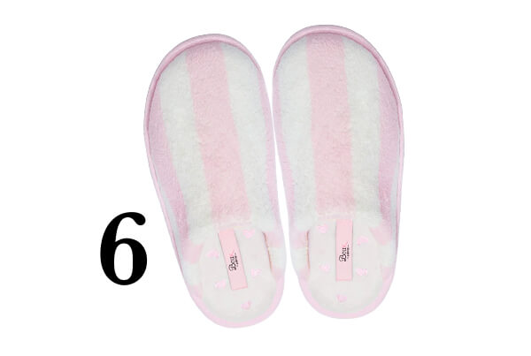 Striped heart embroidered mule slippers 