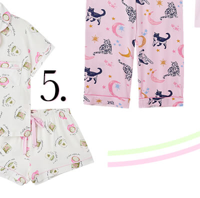 Cat & moon modal long pyjama set