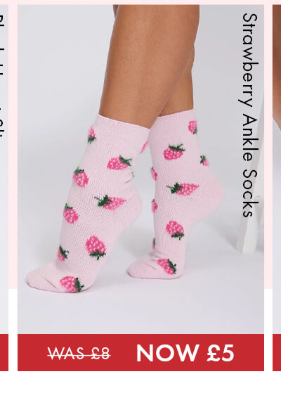 Strawberry fluffy ankle socks