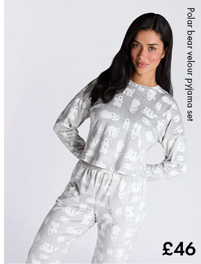 Polar bear velour pyjama set