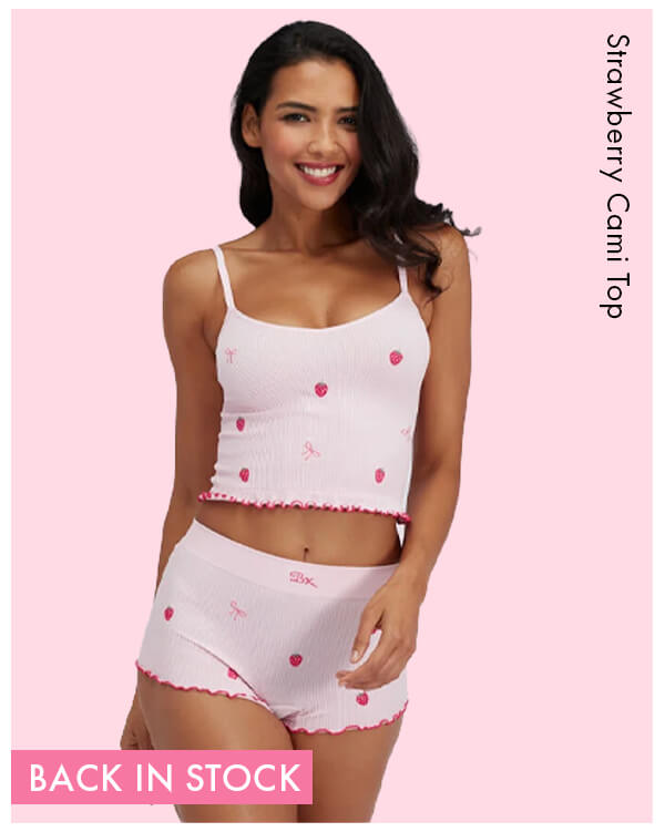 Strawberry embroidered seamless cami top