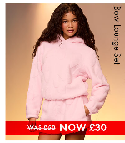 Fluffy bow short lounge set 
