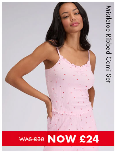 Mistletoe ribbed cami set