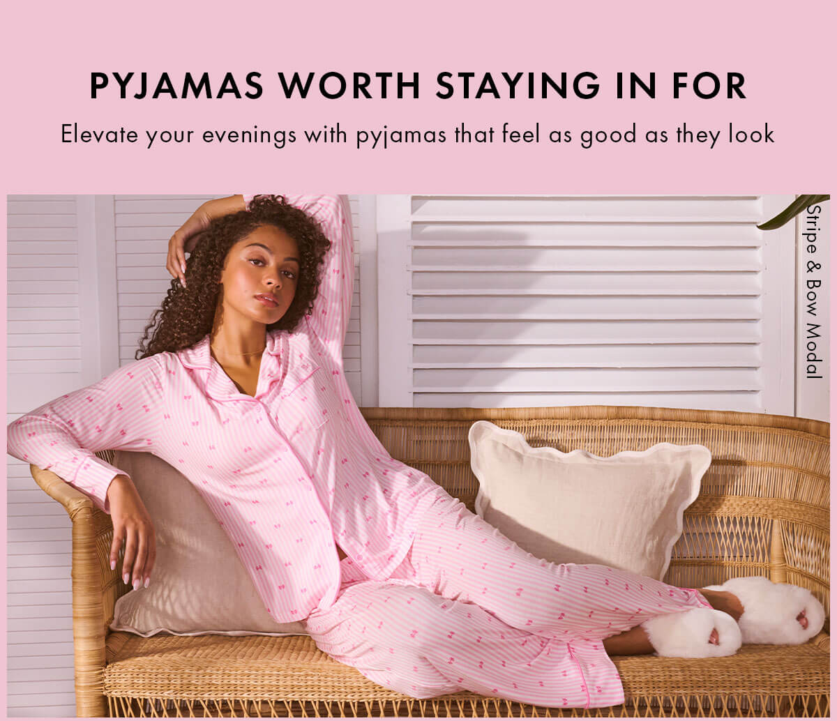 Stripe & bow modal pyjama set 