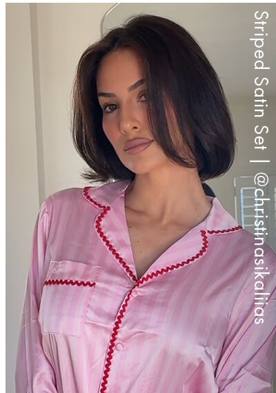 Striped satin short pyjama set